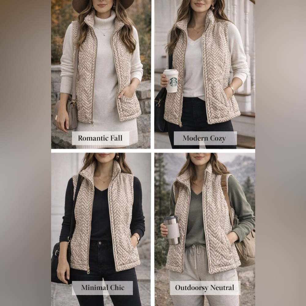 Croft & Barrow Tan Patterned Vest